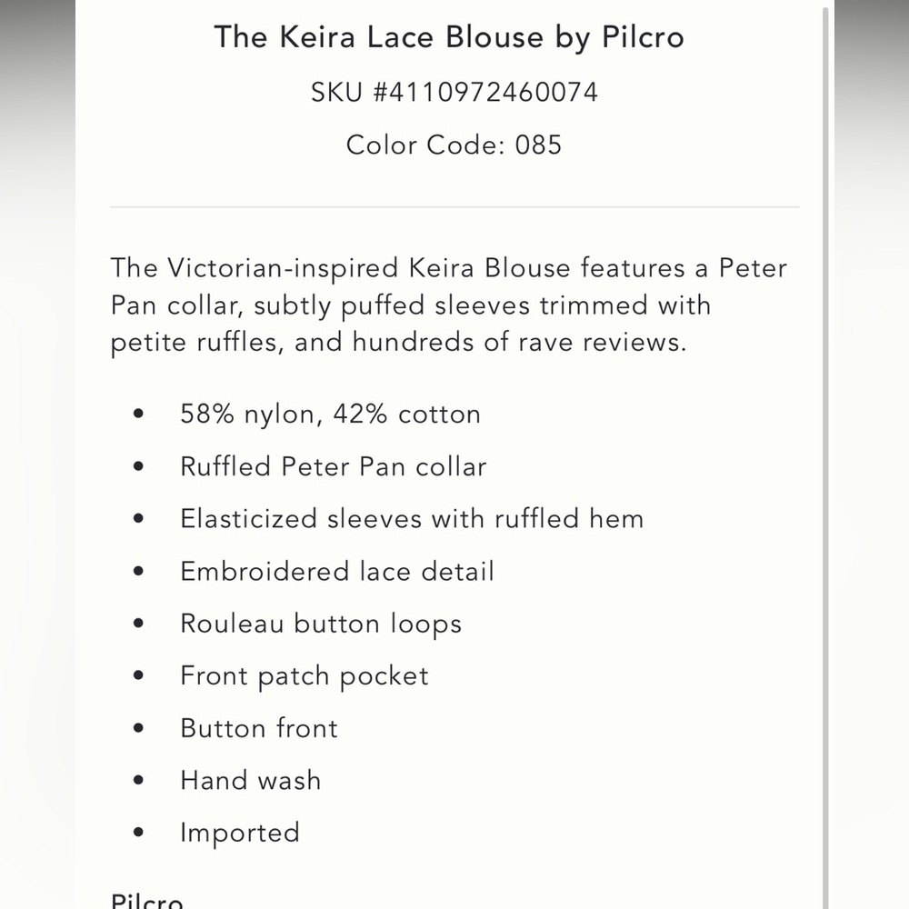 Anthropologie Pilcro Keira Lace Blouse - Picture 3 of 7